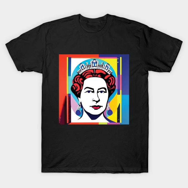 Queen Elizabeth II in Gouache Pop Art - Bold T-Shirt by Cosmic Capricorn